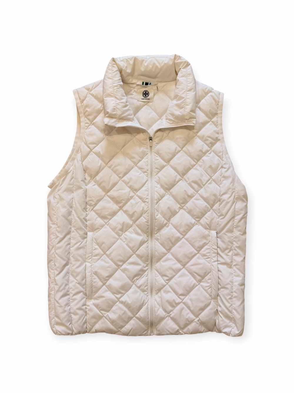Tory Burch Tory Sport Quilted Packable Vest Ivory Cream M Fall Outfits Preppy - Picture 2 of 14